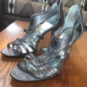 Sassy Silver Beaded Heel